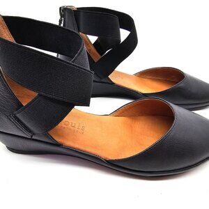 Black Noa Elastic Strap d'Orsay Sandal Wedge Gentle Souls Kenneth Cole Sz 6.5